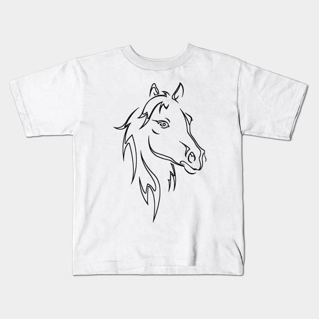 Horse Sketch Kids T-Shirt by GR-ART